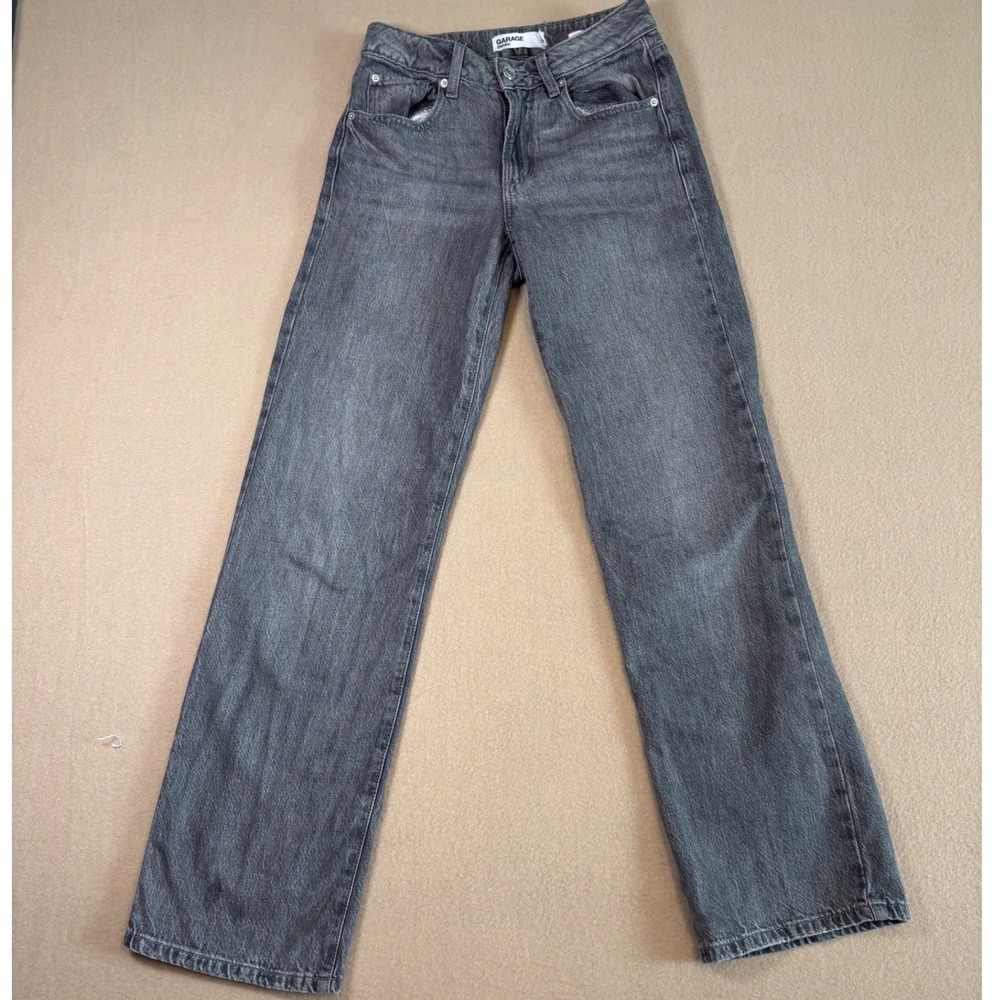 Garage Denim 90s Straight Leg Jeans Grey Faded Wash Size 00 23 High Rise Pants